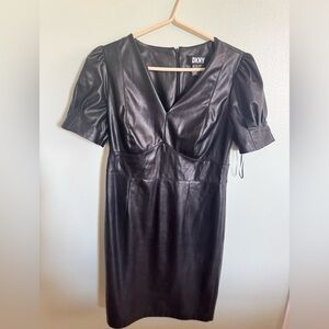 DKNY Black Puff Sleeve Sheath Dress